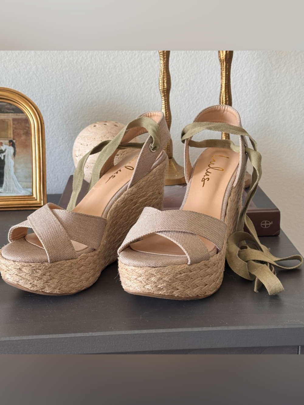 Lulu’s Esme Espadrille  Strappy Tie-Up Wedges